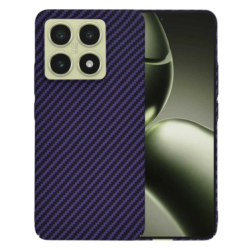 Husa pentru Xiaomi 14T Pro, Finisaj Premium cu Textura de Carbon, Design Elegant, SKDR CarbonFlex - Mov