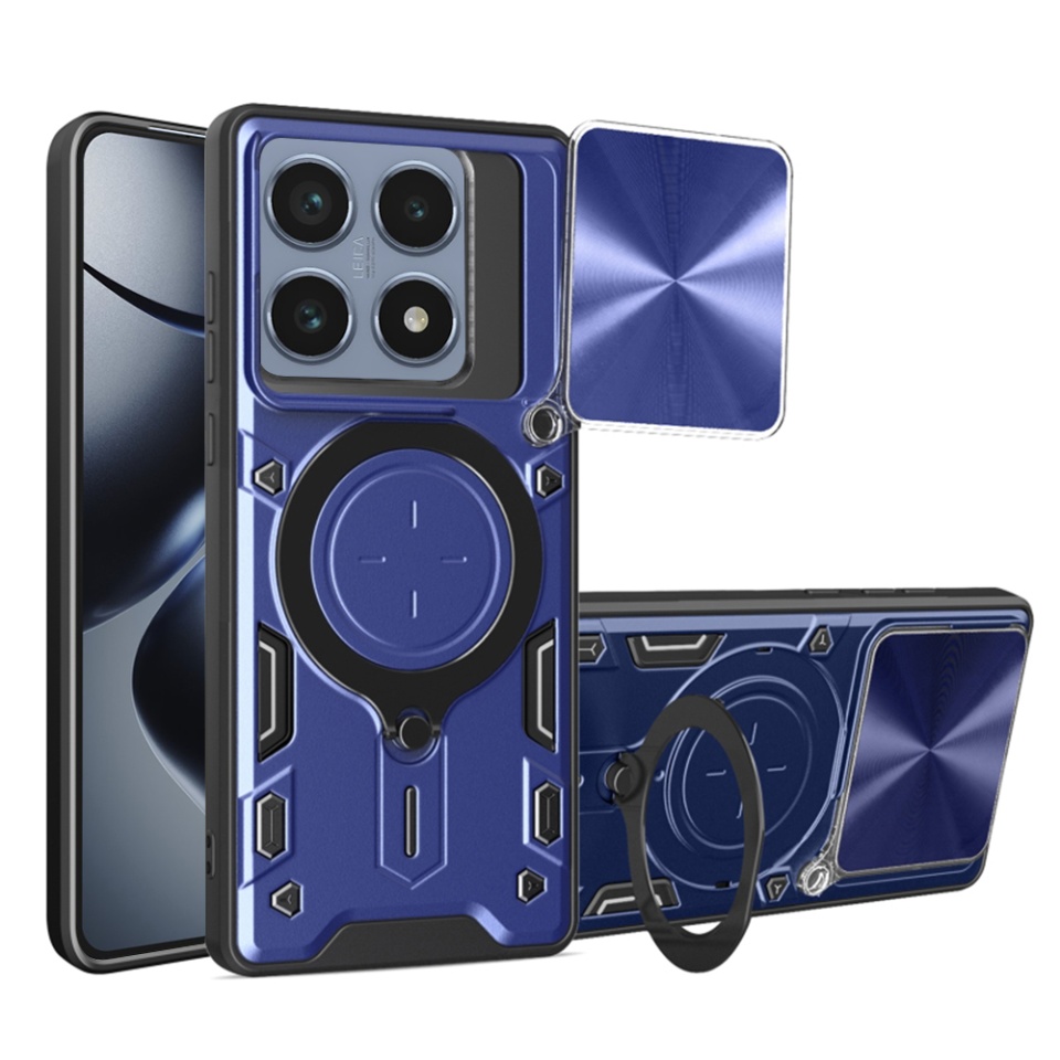 Husa pentru Xiaomi 14T Pro, SKYDDAR INNOVATION, CamGuard Pro, Inel Magnetic, Protectie Camera, set cu sticker, Albastru