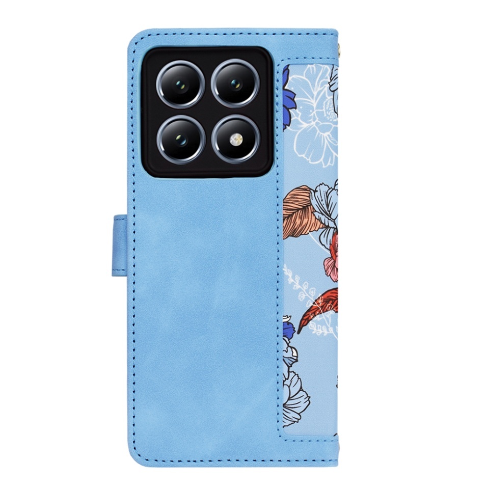 Husa pentru Xiaomi 14T Pro, SKYDDAR INNOVATION, Flipcraft din Piele Ecologică, Stand Integrat, Buzunare pentru Carduri, set cu sticker, Bleu - 2 | YEO