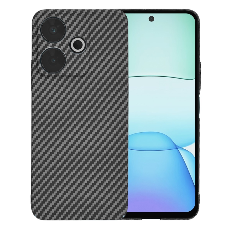 Husa pentru Xiaomi Poco M6 / Redmi 13, SKYDDAR INNOVATION, textura carbon, Carbonite FiberShell, set cu sticker, Negru,