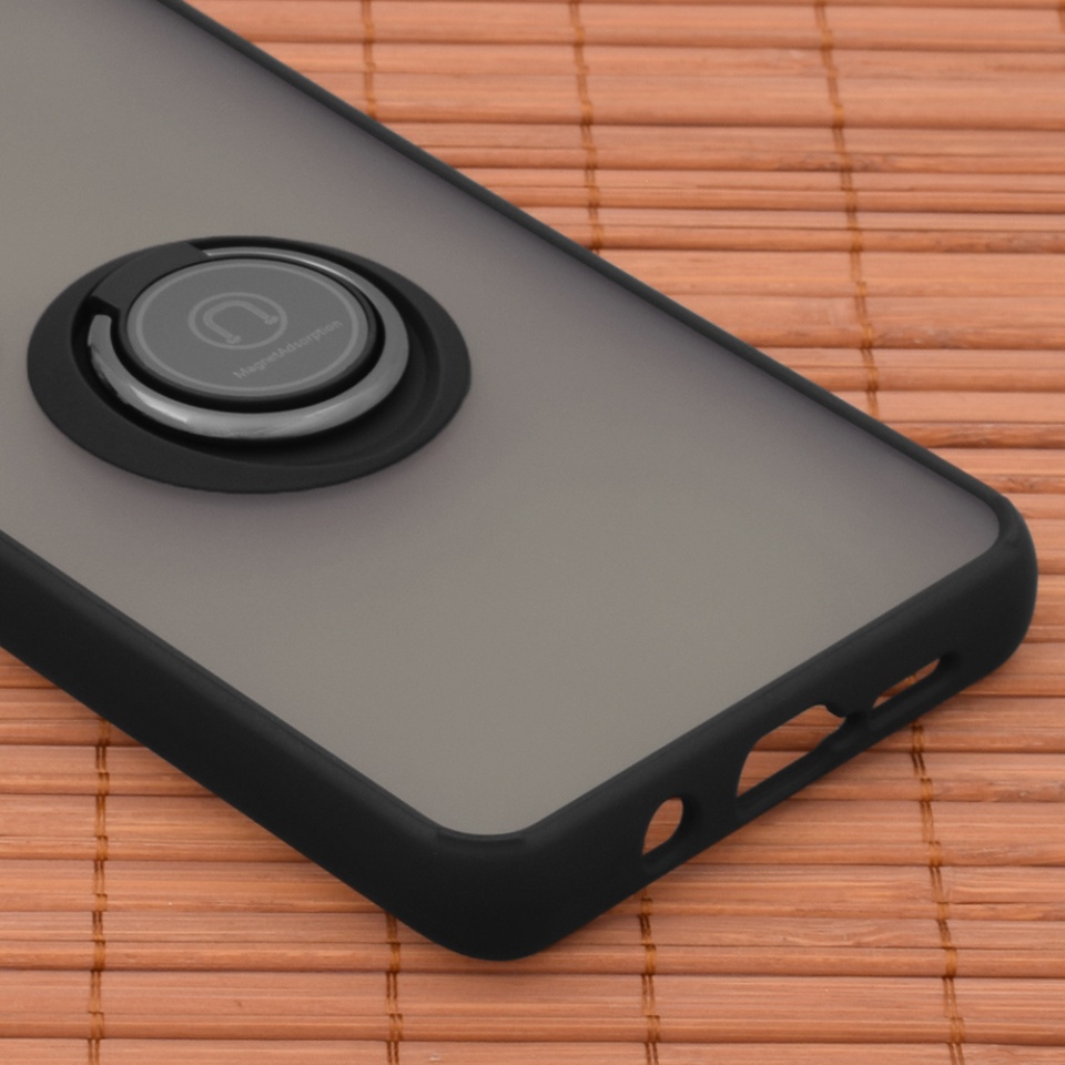 Husa pentru Xiaomi Poco X3 Pro / Poco X3 NFC / Poco X3, SKYDDAR INNOVATION, Glinth cu Inel Rotativ 360° Magnetic, Negru, set cu sticker - 2 | YEO