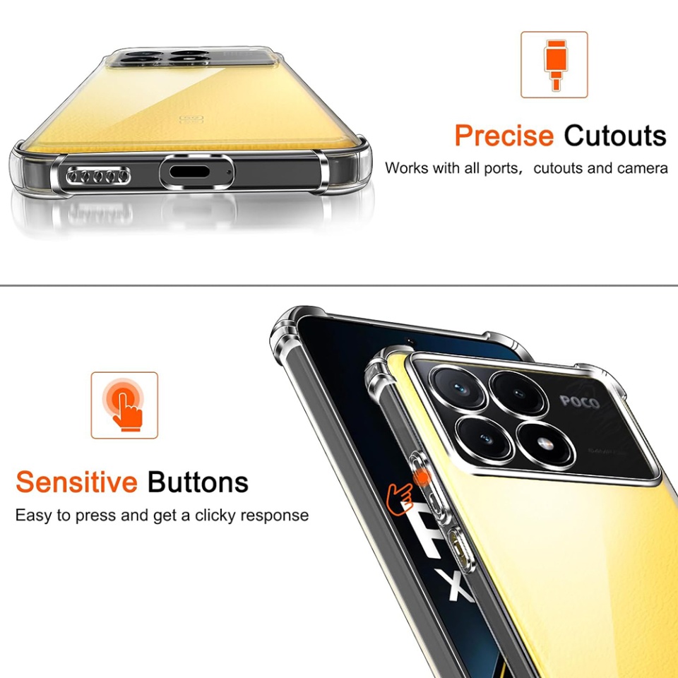 Husa pentru Xiaomi Poco X6 Pro , SKYDDAR INNOVATION, Shockproof Clear din Silicon Slim, Transparenta, set cu sticker - 3 | YEO