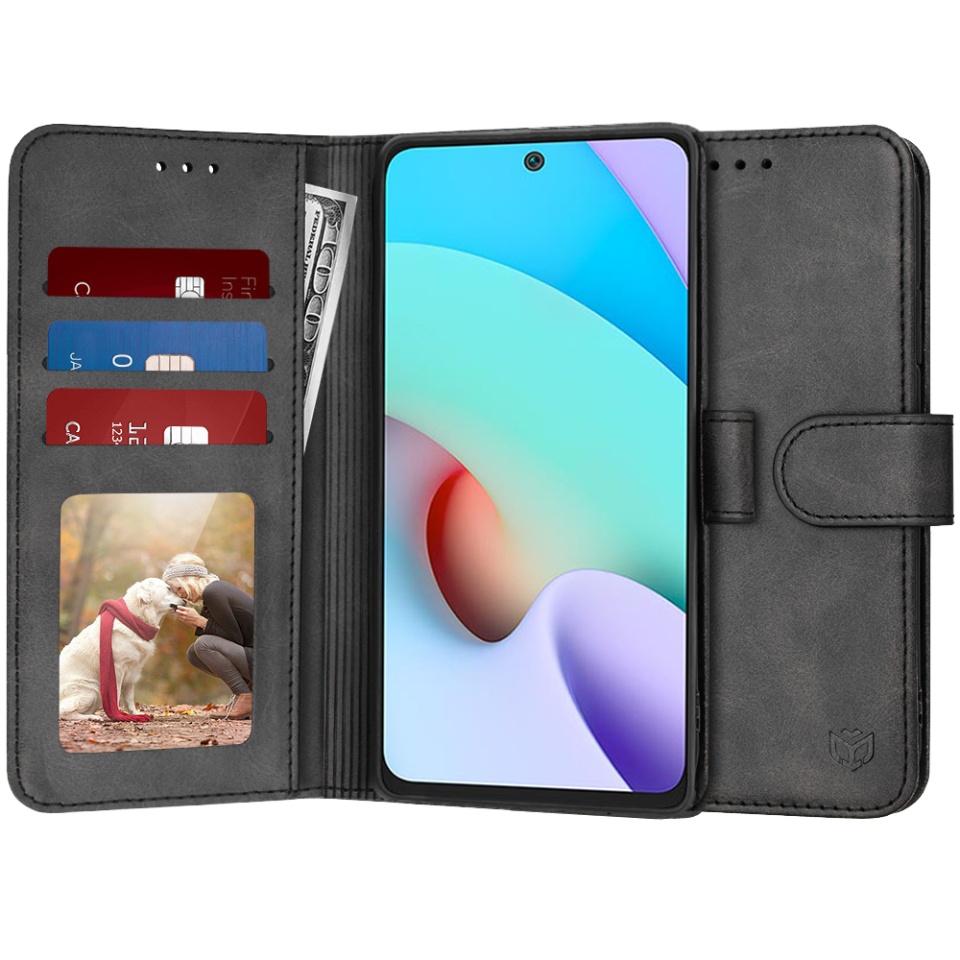 Husa pentru Xiaomi Redmi 10 / Redmi 10 2022, SKYDDAR INNOVATION, Diary Book, tip carte, cu Portofel Interior, Antisoc, Negru, set cu sticker