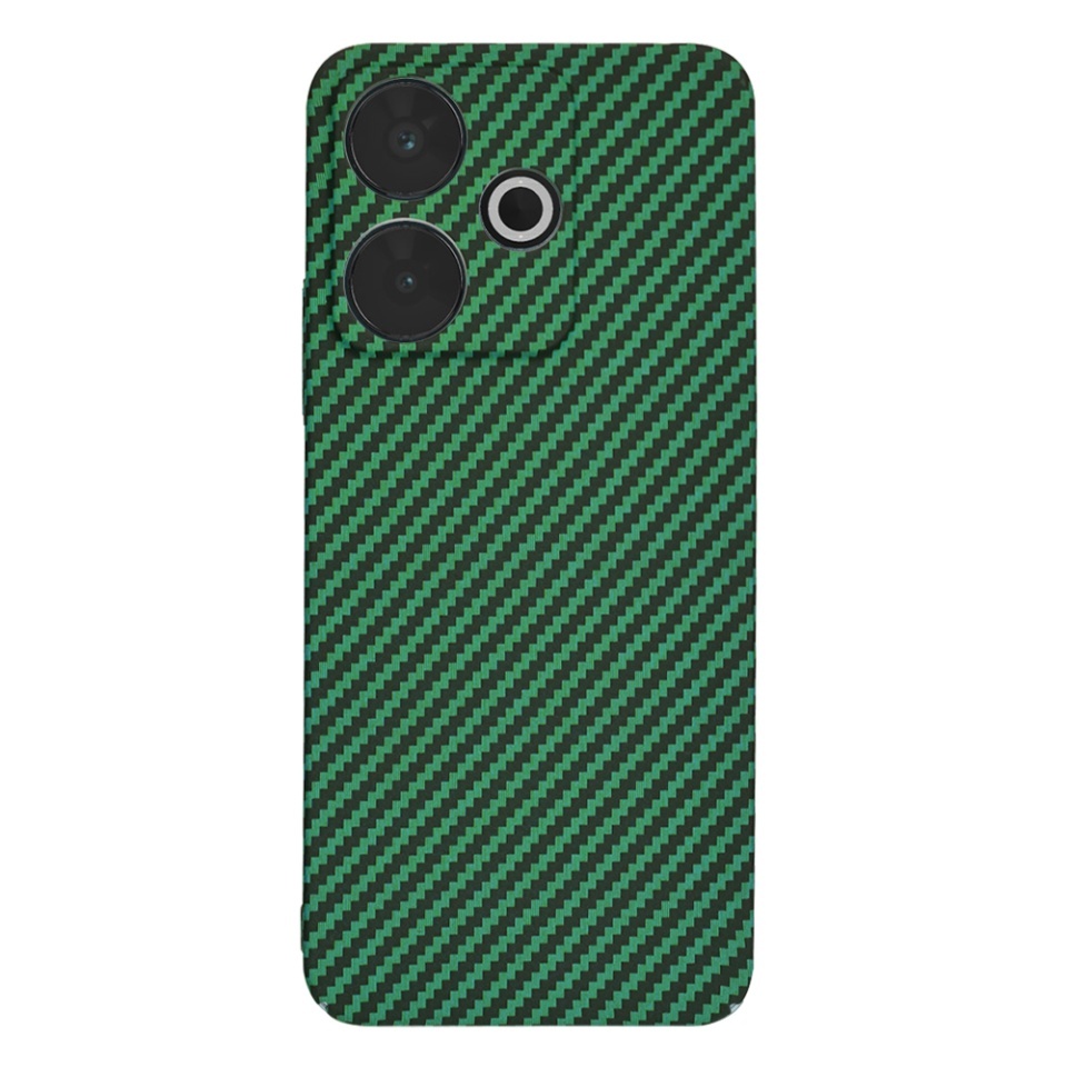 Husa pentru Xiaomi Redmi 13 / Poco M6 4G, SKYDDAR INNOVATION, textura carbon, Carbonite FiberShell, set cu sticker, Verde, - 2 | YEO