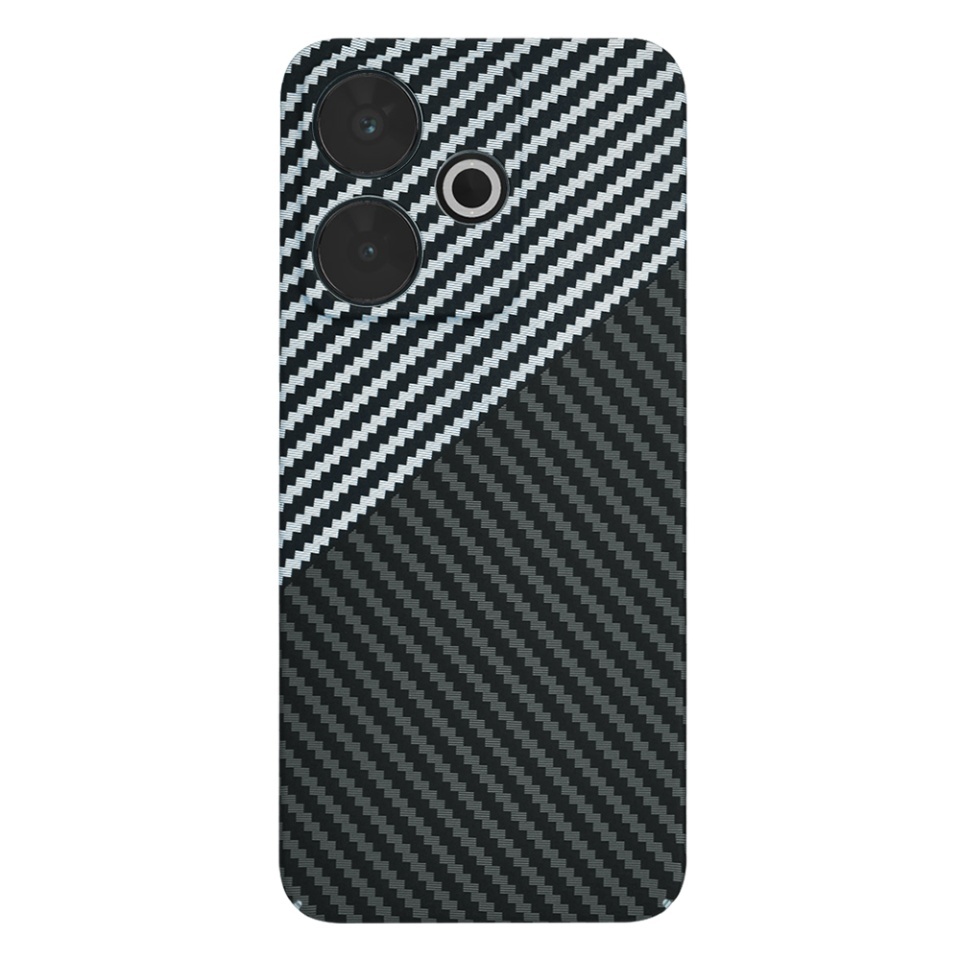 Husa pentru Xiaomi Redmi 13 / Poco M6 4G, SKYDDAR INNOVATION, textura carbon, Carbonite FiberShell, set cu sticker, Gri, - 2 | YEO
