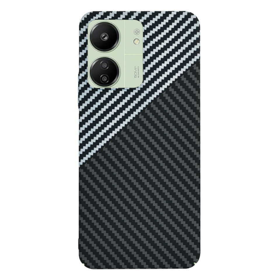 Husa pentru Xiaomi Redmi 13C 4G / Poco C65 / Redmi 13C 5G, SKYDDAR INNOVATION, textura carbon, Carbonite FiberShell, set cu sticker, Gri, - 2 | YEO