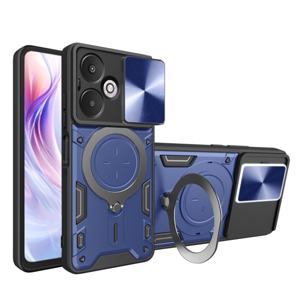 Husa pentru Xiaomi Redmi 13C 5G, SKYDDAR INNOVATION, CamGuard Pro, Inel Magnetic, Protectie Camera, set cu sticker, Albastru