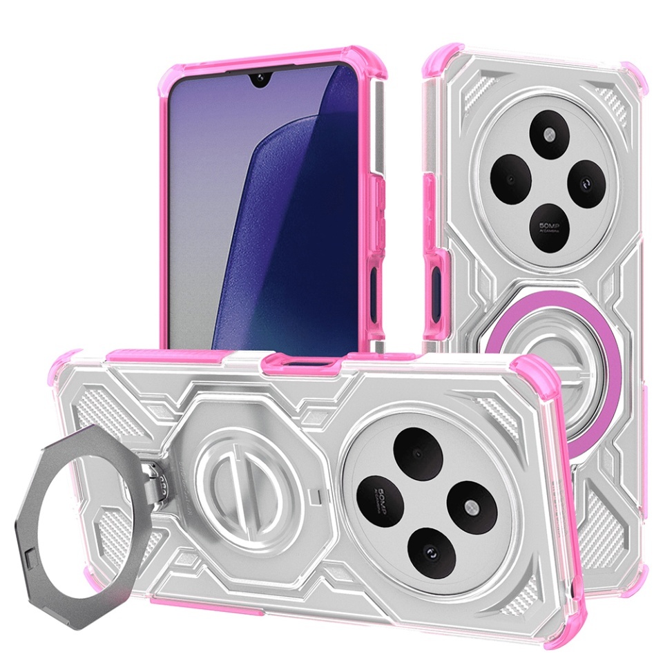 Husa pentru Xiaomi Redmi 14C / Poco C75, Antisoc, SKYDDAR INOVATION, Carbon Shield PRO, Magsafe, set cu sticker, Roz