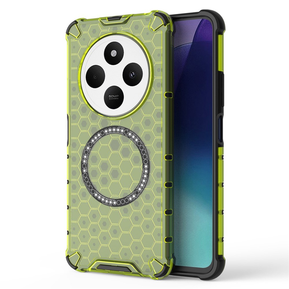 Husa pentru Xiaomi Redmi 14C / Poco C75, SKYDDAR INNOVATION, HoneyComb Shield MagSafe, Antisoc, set cu sticker, Verde