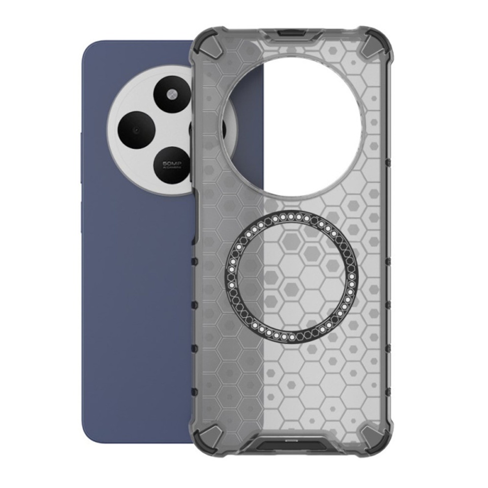 Husa pentru Xiaomi Redmi 14C / Poco C75, SKYDDAR INNOVATION, HoneyComb Shield MagSafe, Negru, set cu sticker - 1 | YEO