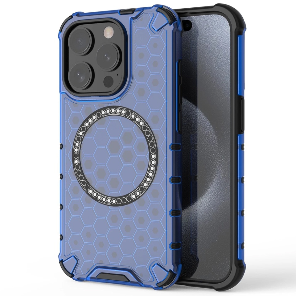 Husa pentru Xiaomi Redmi 15 5G / Redmi 15 4G, SKYDDAR INNOVATION, HoneyComb Shield MagSafe, Antisoc, set cu sticker, Albastru