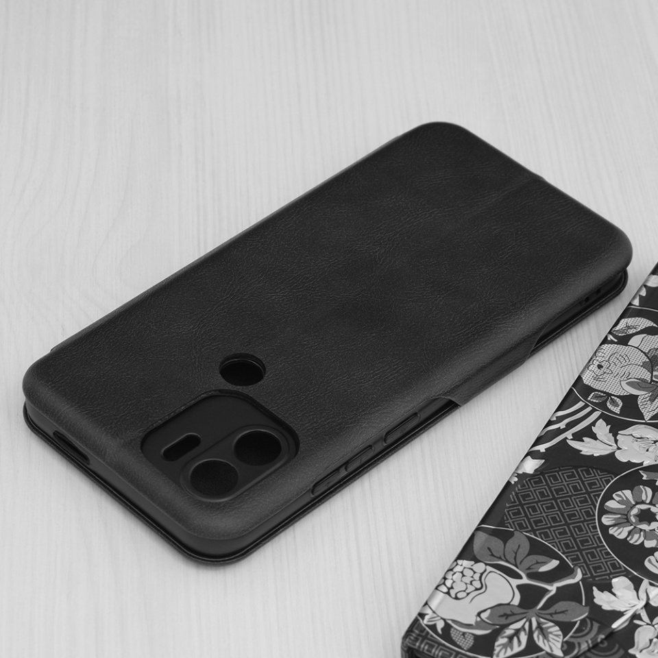 Husa pentru Xiaomi Redmi A1+ / Redmi A2+, SKYDDAR INNOVATION, Safe Wallet tip carte din Piele Ecologica, Suport Carduri, Inchidere Magnetica, Negru, set cu sticker - 3 | YEO