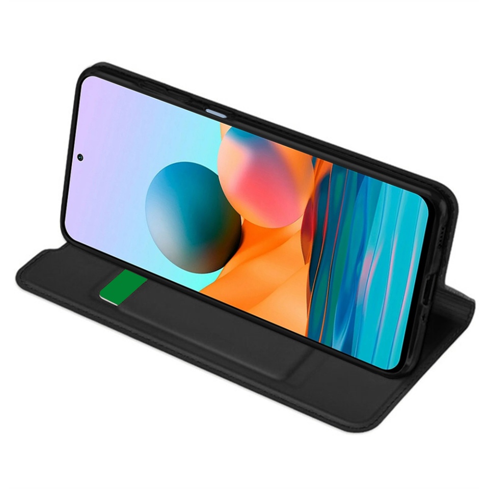 Husa pentru Xiaomi Redmi Note 10 Pro / Redmi Note 10 Pro Max, SKYDDAR INNOVATION, Magskin Book, tip Carte cu Portofel Interior, set cu sticker, Negru - 1 | YEO