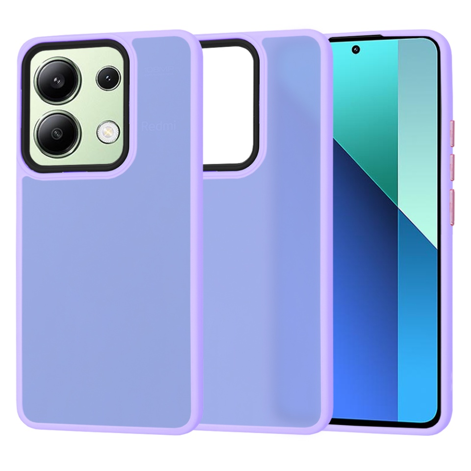 Husa pentru Xiaomi Redmi Note 13 4G, ce Absoarbe Cele mai Aspre Socuri, Skyddar Frosted - Mov deschis