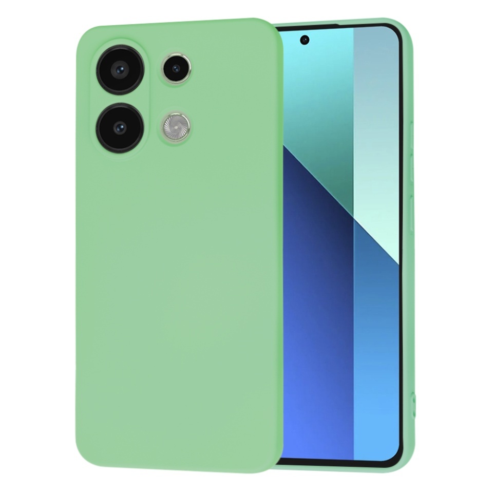 Husa pentru Xiaomi Redmi Note 13 4G, SKYDDAR INNOVATION, din Silicon Catifelat, SoftElegance, set cu sticker, Verde deschis