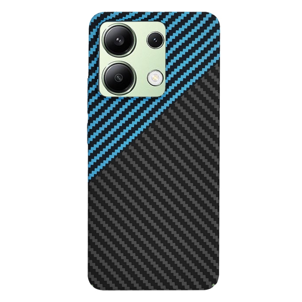 Husa pentru Xiaomi Redmi Note 13 4G, SKYDDAR INNOVATION, textura carbon, Carbonite FiberShell, set cu sticker, Bleu, - 2 | YEO