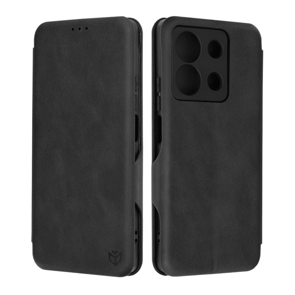 Husa pentru Xiaomi Redmi Note 13 5G, SKYDDAR INNOVATION, Safe Wallet tip carte din Piele Ecologica, Suport Carduri, Inchidere Magnetica, Negru, set cu sticker