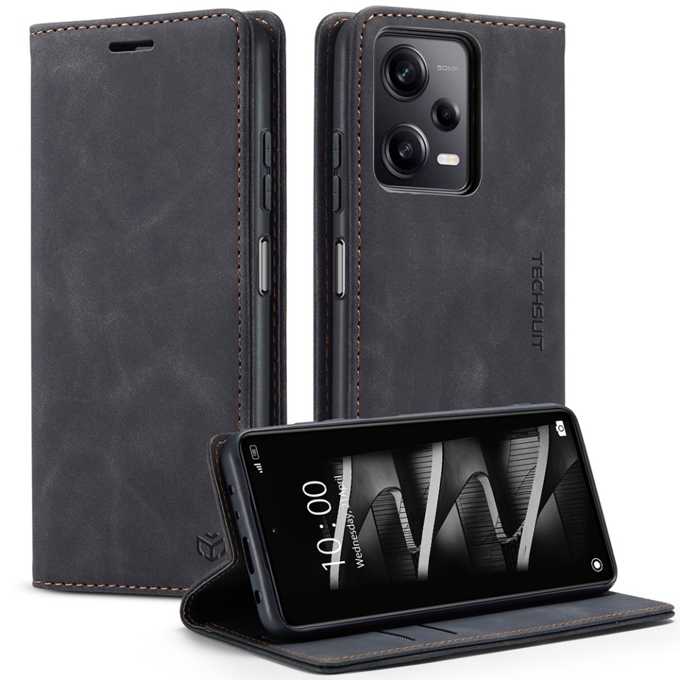 Husa pentru Xiaomi Redmi Note 13 Pro 4G / Poco M6 Pro 4G tip Carte din piele Eco Premium, cu Portofel Interior, SKYDDAR Soft Wallet - Negru - 1 | YEO