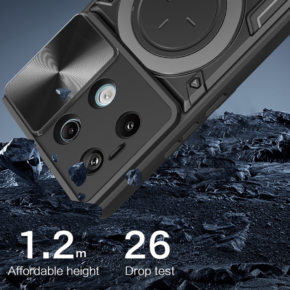 Husa pentru Xiaomi Redmi Note 13 Pro 5G / Poco X6, SKYDDAR INNOVATION, CamGuard Pro, Inel Magnetic, Protectie Camera, set cu sticker, Negru - 5