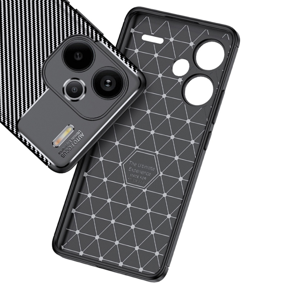 Husa pentru Xiaomi Redmi Note 13 Pro+ 5G, SKYDDAR INNOVATION, CarbonFiber, Antisoc, Negru, set cu sticker - 2 | YEO
