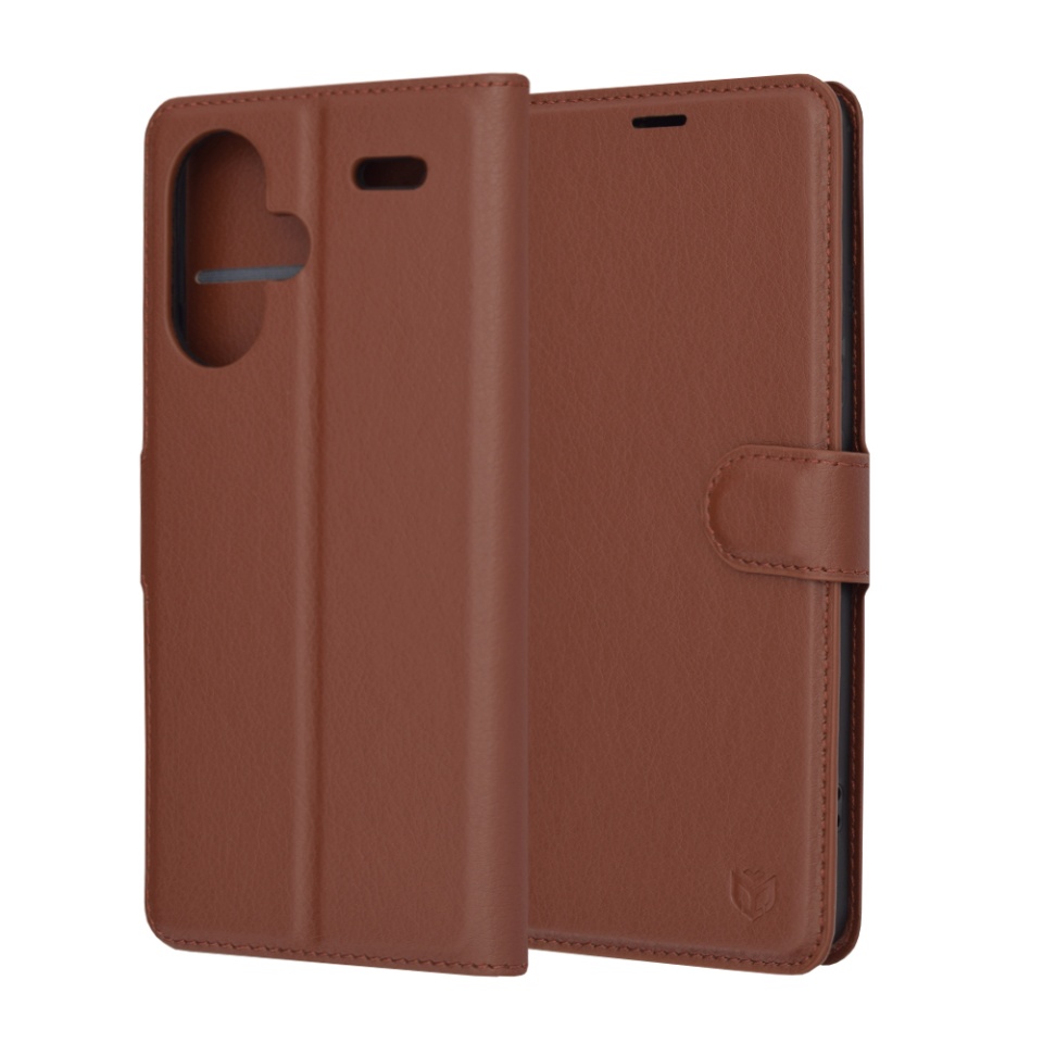 Husa pentru Xiaomi Redmi Note 13 Pro+ 5G tip Carte, cu Portofel Interior, Finisaje Premium, SKYDDAR Leather Wallet - Maro