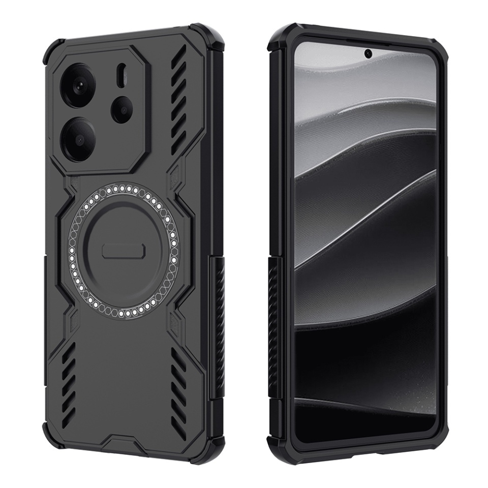 Husa pentru Xiaomi Redmi Note 14 4G (Regional), SKYDDAR INOVATION, ArmorMag, Magsafe, set cu sticker, Negru - 2 | YEO