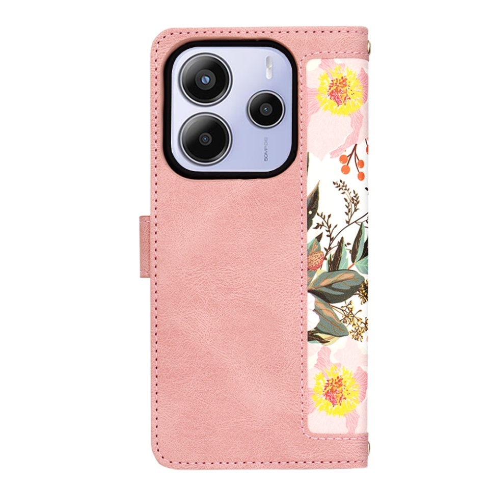 Husa pentru Xiaomi Redmi Note 14 5G, SKYDDAR INNOVATION, Flipcraft din Piele Ecologică, Stand Integrat, Buzunare pentru Carduri, set cu sticker, Roz - 2 | YEO