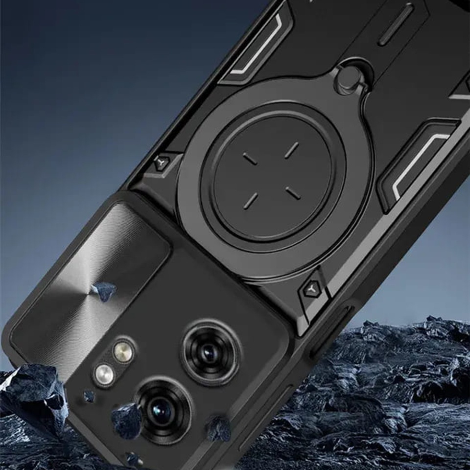 Husa pentru Xiaomi Redmi Note 14, cu inel magnetic si suport ajustabil, protectie completa camera, SKDR SafeCover - Roz auriu - 6