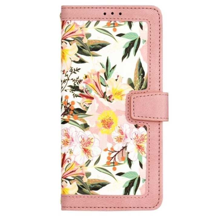 Husa pentru Xiaomi Redmi Note 14 din Piele Ecologică cu Design Floral, Protecție 360°, Stand Integrat, Buzunare pentru Carduri, SKDR Floral Wallet - Roz