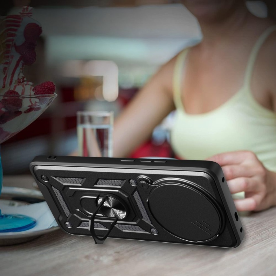 Husa pentru Xiaomi Redmi Note 14 Pro 4G / Poco F7 cu inel magnetic si protectie camera CamShield - Negru - 2 | YEO