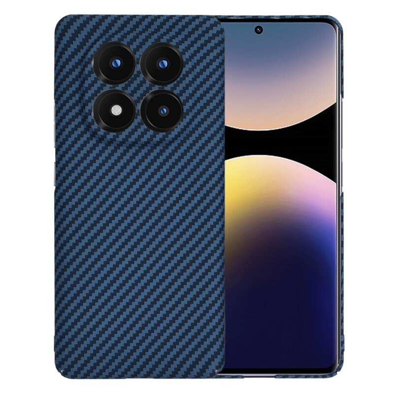 Husa pentru Xiaomi Redmi Note 14 Pro+ 5G, SKYDDAR INNOVATION, Carbonite FiberShell, Cyan, set cu sticker