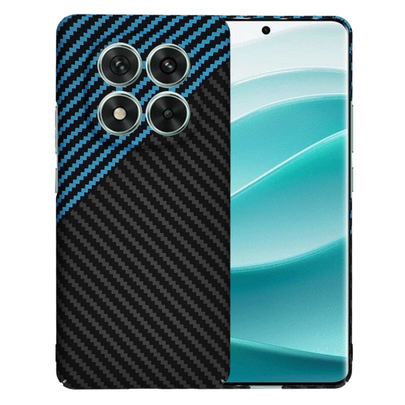 Husa pentru Xiaomi Redmi Note 14 Pro, Finisaj Premium cu Textura de Carbon, Design Elegant, SKDR CarbonFlex - Bleu