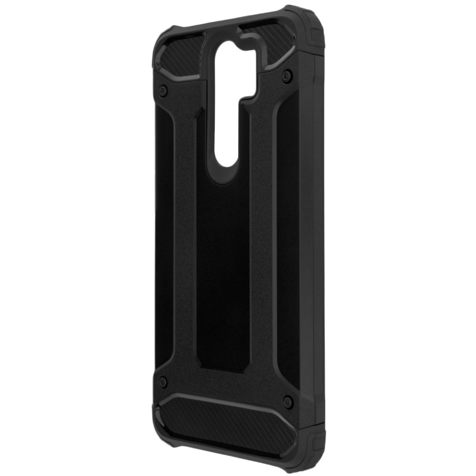Husa pentru Xiaomi Redmi Note 8 Pro, SKYDDAR INNOVATION, Hybrid Armor, din Plastic Dur, Margini Cauciucate, Antisoc, set cu sticker, Negru - 2 | YEO