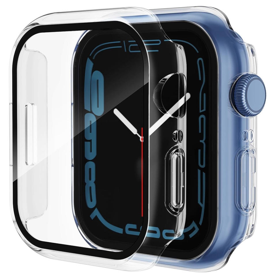 Husa Protectie 360°, Ultra-Subtire, Anti-Soc pentru Apple Watch 7 (41mm), Anti-Soc Full Screen - Transparenta