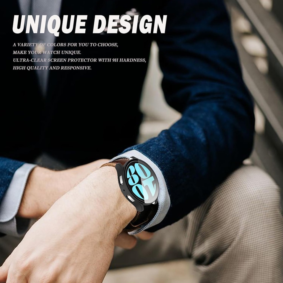 Husa Protectie 360°, Ultra-Subtire, Anti-Soc pentru Samsung Galaxy Watch6 (40mm), Anti-Soc Full Screen - Negru - 2 | YEO