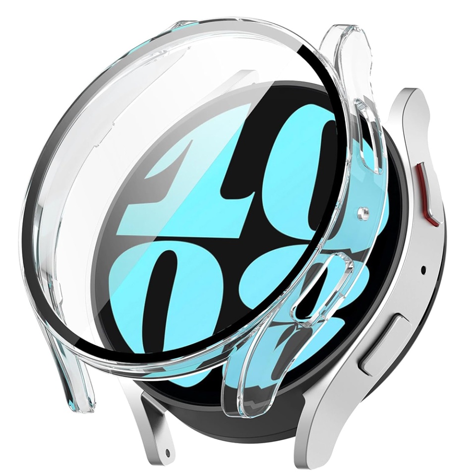 Husa Protectie 360°, Ultra-Subtire, Anti-Soc pentru Samsung Galaxy Watch6 (44mm), Anti-Soc Full Screen - Transparenta