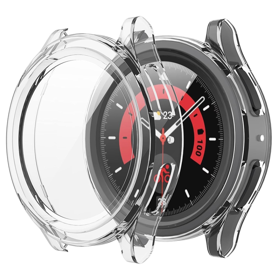 Husa Protectie 360°, Ultra-Subtire, Anti-Soc pentru Samsung Galaxy Watch5 Pro, Anti-Soc Full Screen - Transparenta