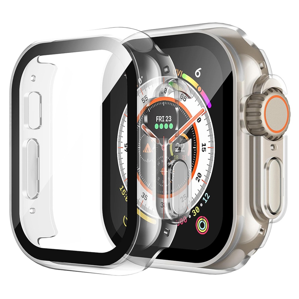Husa protectie Smartwatch Apple Watch Ultra / Ultra 2, SKYDDAR INNOVATION, Defense360 Pro + Screen Protector, AntiSoc, set cu sticker, Transparenta