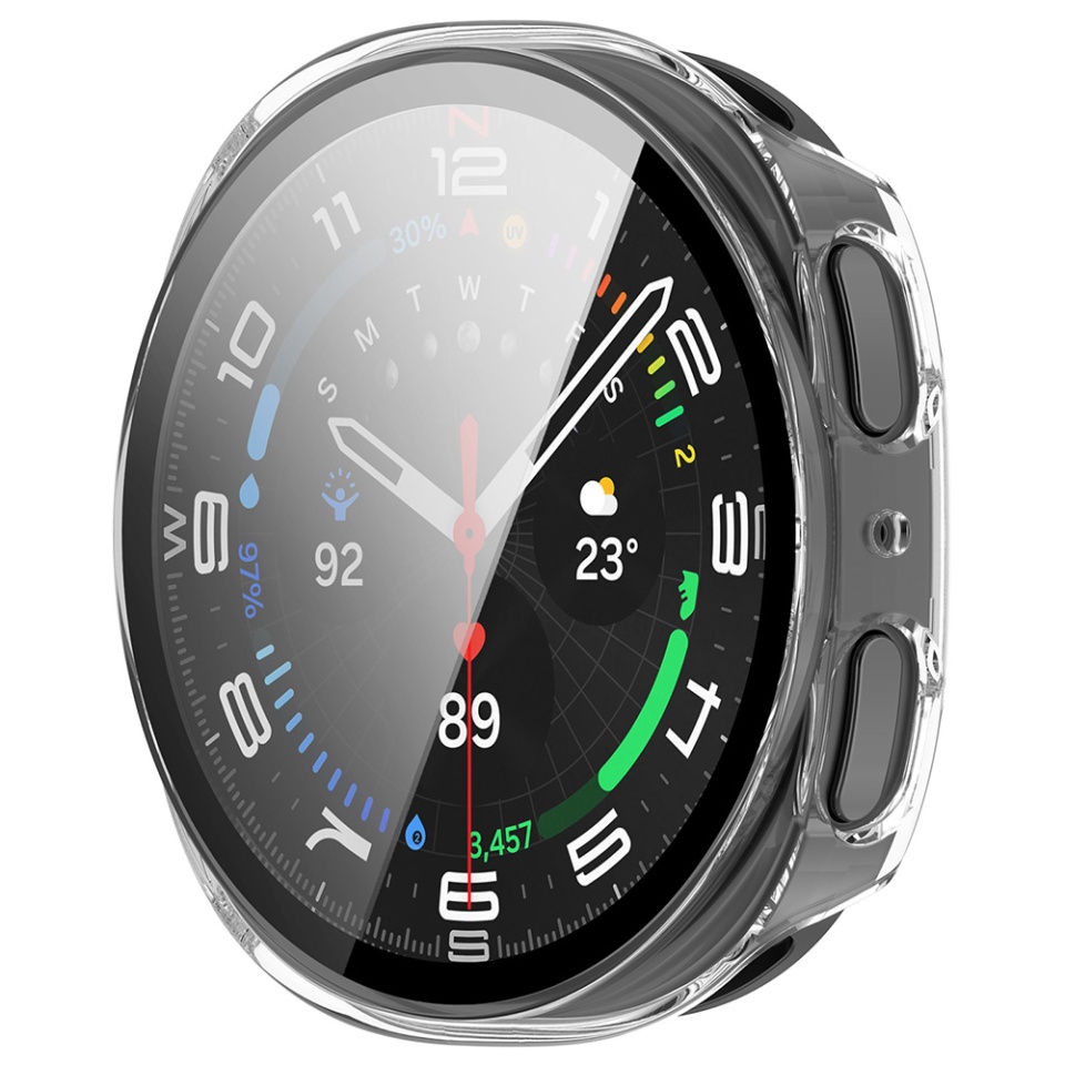 Husa protectie Smartwatch Samsung Galaxy Watch8 44mm, SKYDDAR INNOVATION, Defense360 Pro + Screen Protector, AntiSoc, set cu sticker, Transparenta - 1 | YEO