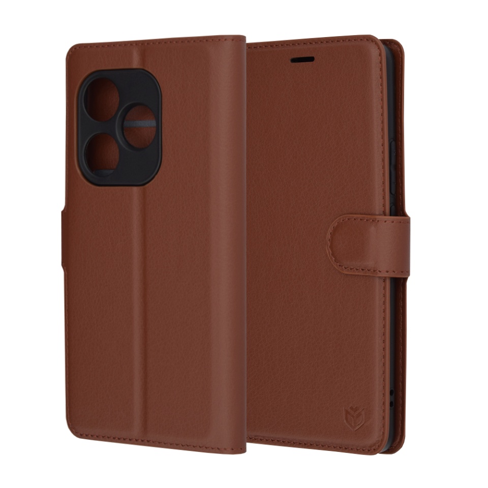 Husa Realme GT 6 / GT 6T tip Carte, cu Portofel Interior, Finisaje Premium, SKYDDAR Leather Wallet - Maro