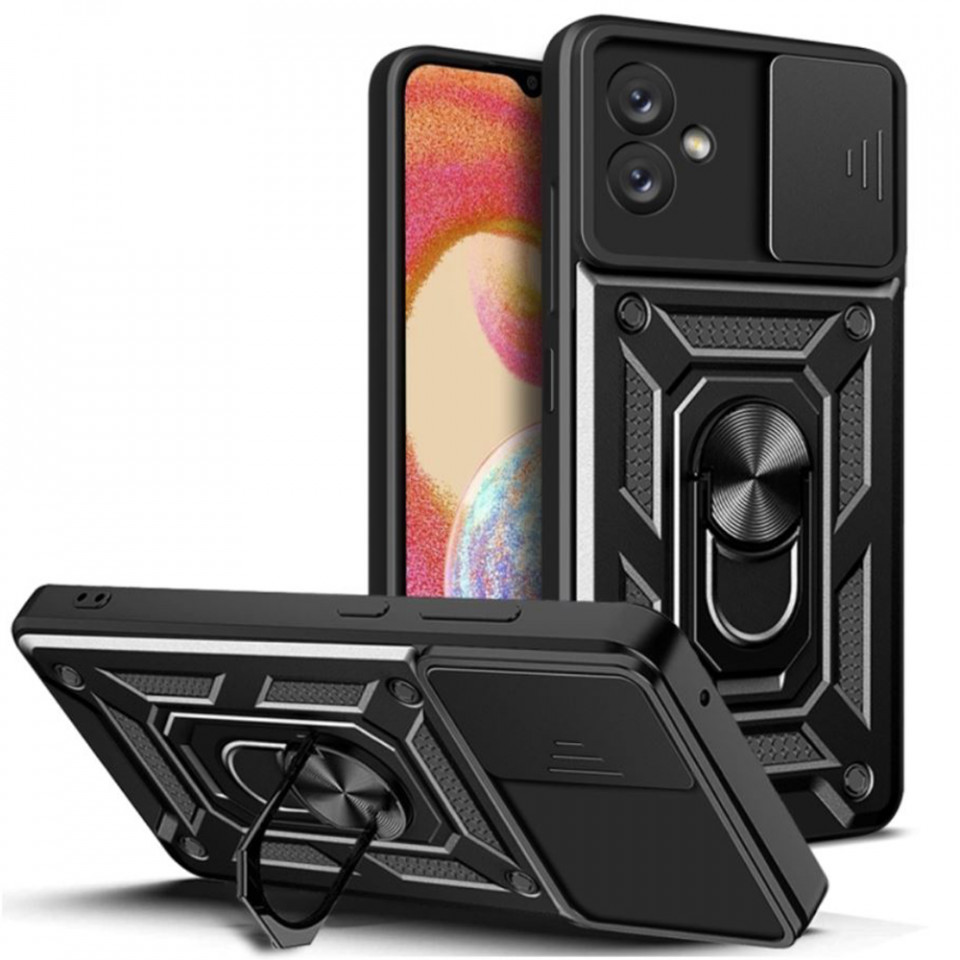 Husa Samsung Galaxy A04e cu inel magnetic, Techsuit CamShield - Negru
