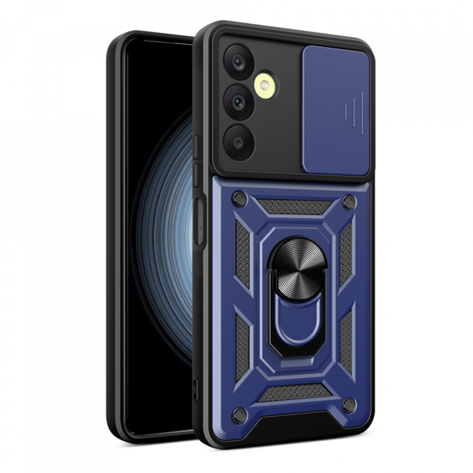 Husa Samsung Galaxy A25 5G cu inel magnetic si protectie camera Skyddar CamShield - Albastru