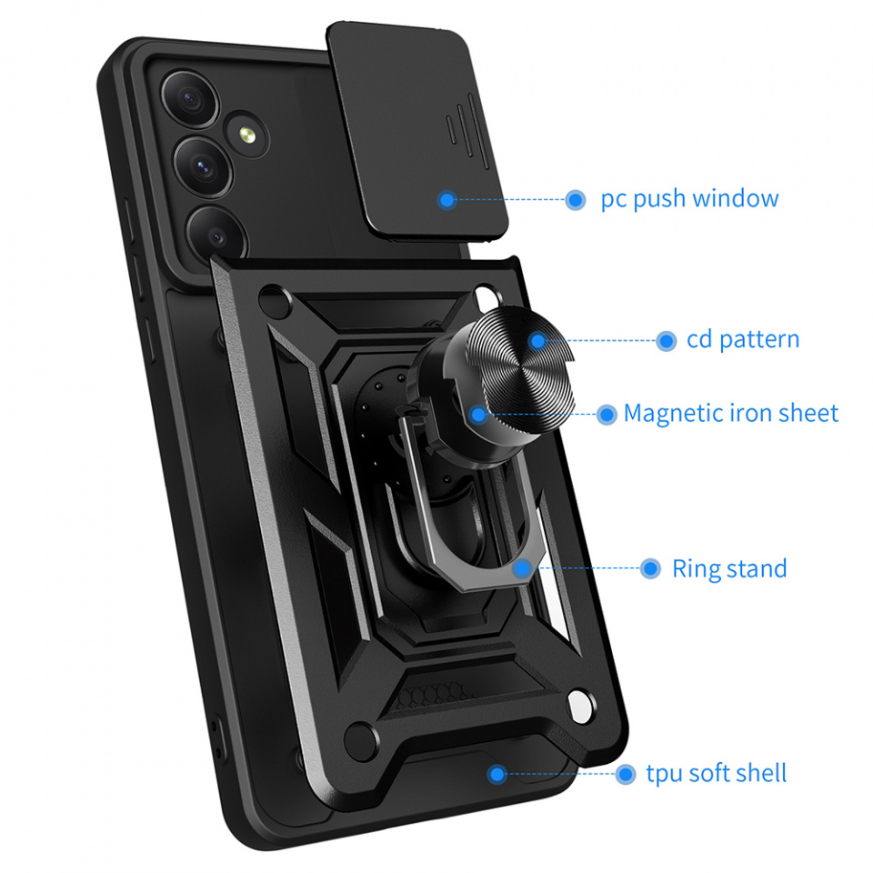 Husa Samsung Galaxy A55 5G cu inel magnetic si protectie camera Skyddar CamShield - Rose Gold - 2 | YEO