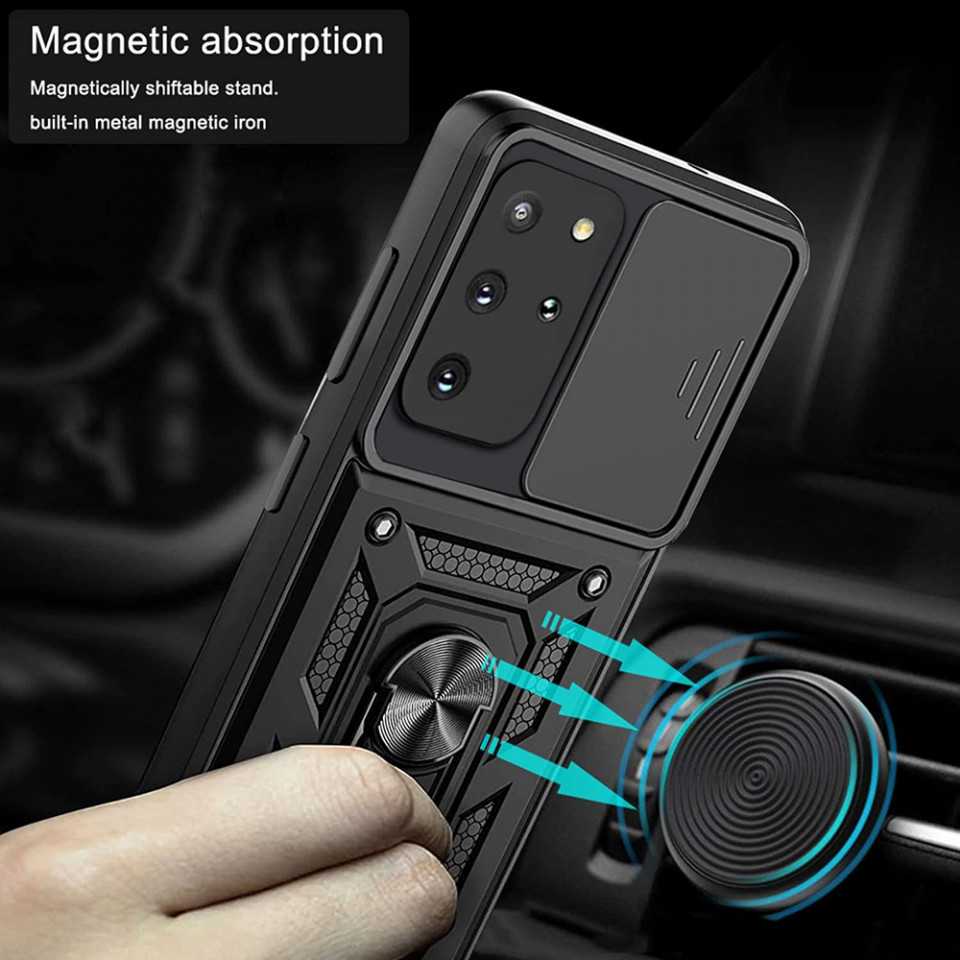 Husa Samsung Galaxy S20 Plus cu inel magnetic, Techsuit CamShield - Negru - 1 | YEO