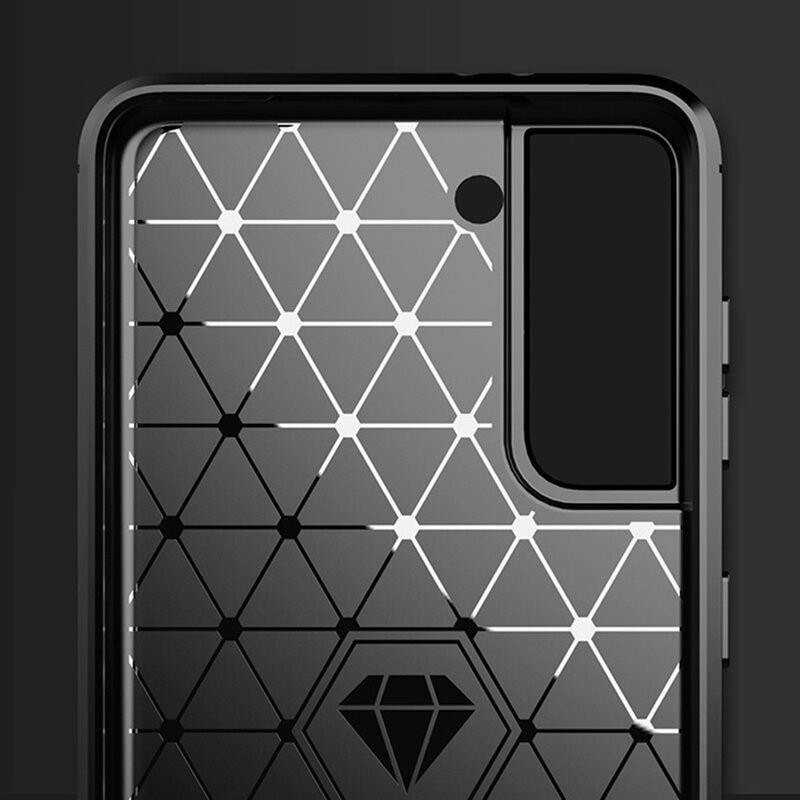 Husa Samsung Galaxy S21 PLUS din silicon, Slim, cu textura Fibra Carbon - Negru - 1 | YEO
