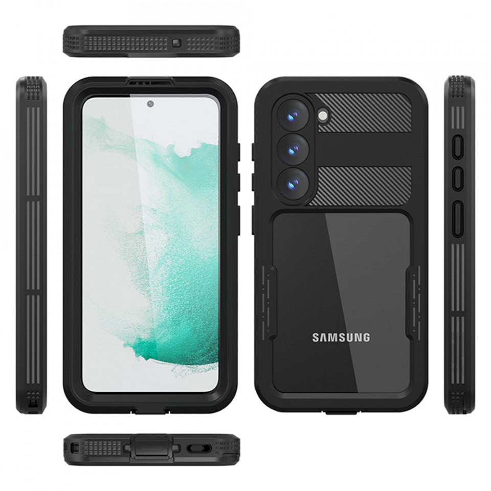 Husa Samsung Galaxy S23 rezistenta la apa, Waterproof IP68, ShellBox - Negru - 1 | YEO