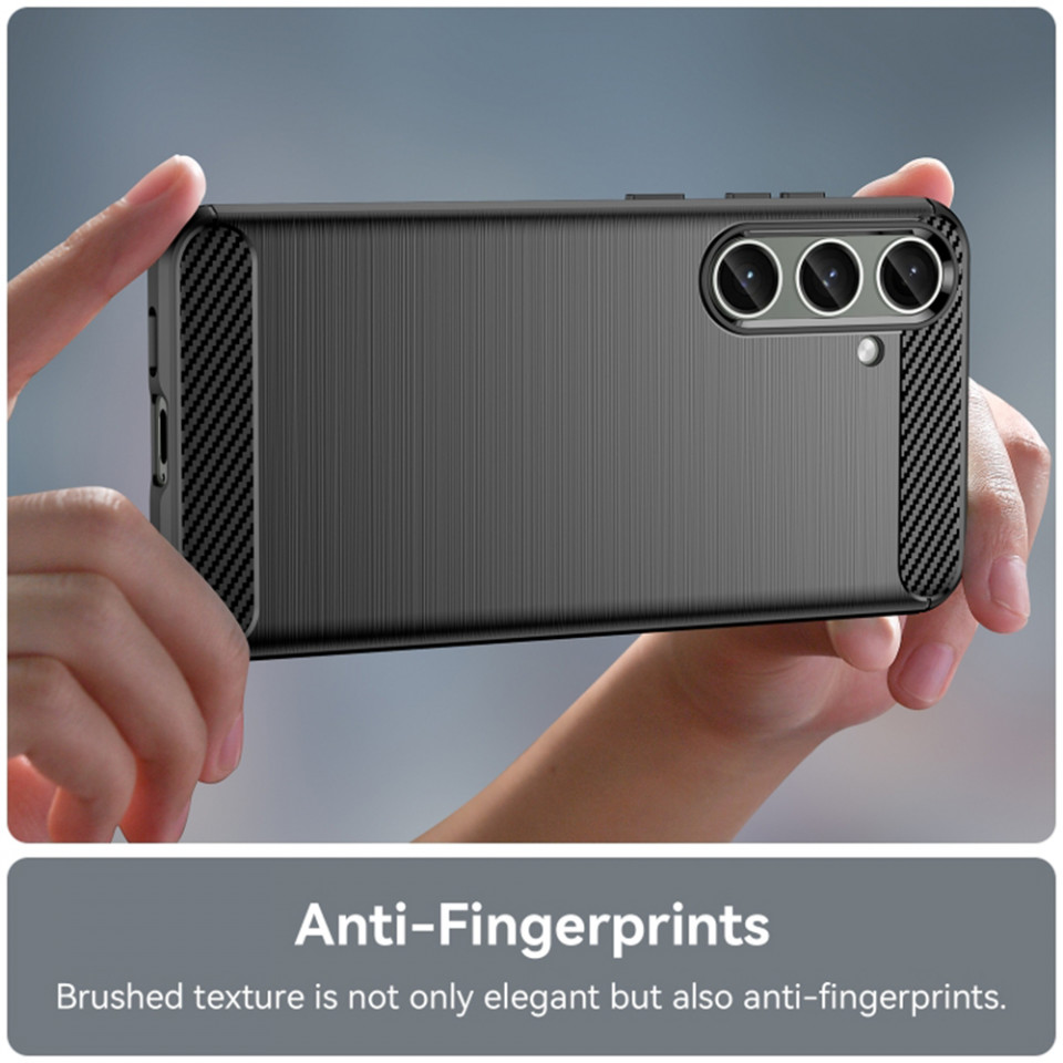 Husa Samsung Galaxy S24 Plus din silicon, Slim, cu textură Fibra Carbon - Negru - 3 | YEO