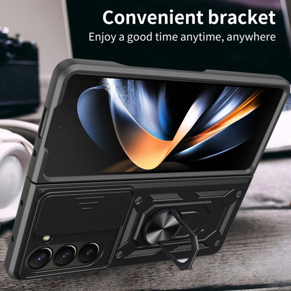 Husa Samsung Galaxy Z Fold6 cu inel magnetic si protectie camera Skyddar CamShield - Negru - 3 | YEO