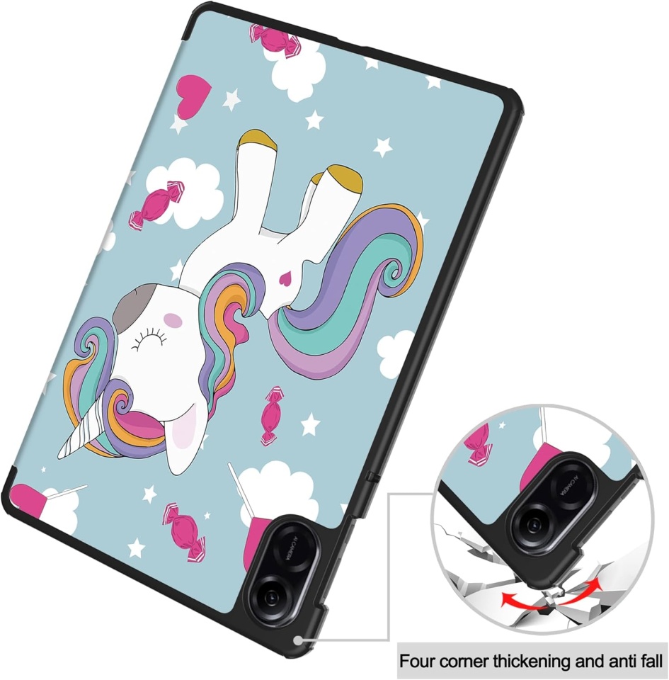 Husa tableta pentru Honor Pad X8a, SKYDDAR INNOVATION, cu suport Multi-Unghi si functie Sleep/Wake, FoldPro, Unicorn, set cu sticker - 3 | YEO