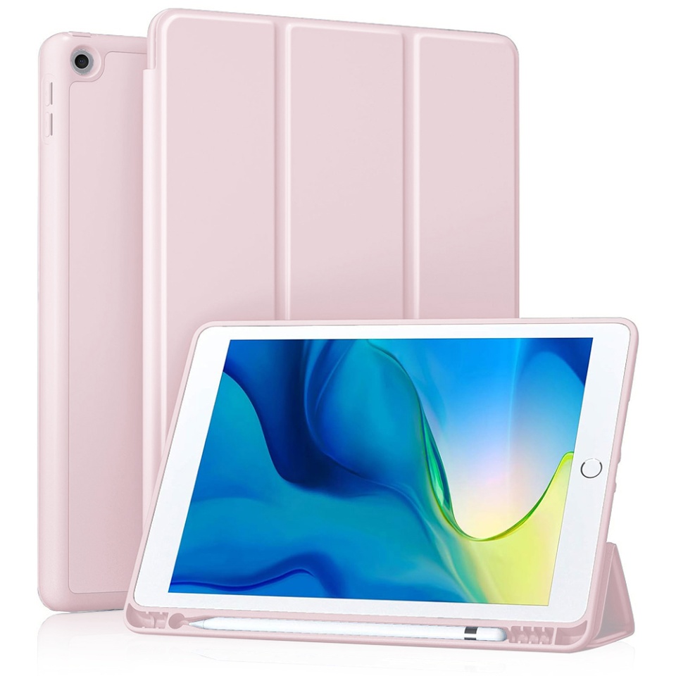Husa tableta pentru iPad 10.2 (2019 / 2020 / 2021) cu suport cu 2 Unghiuri și functie Sleep/Wake, SKDR OfficeMate - Roz